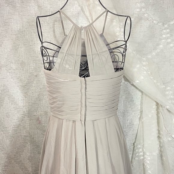 Azazie Adriana chiffon dolphin grey open back dress size a8 - Picture 11 of 13